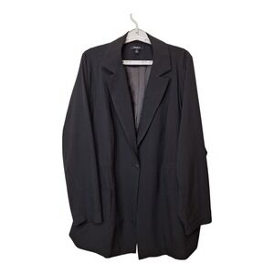 Torrid Womens Size 4 Button Front Suit Blazer Black Lined Elastic Waist Business